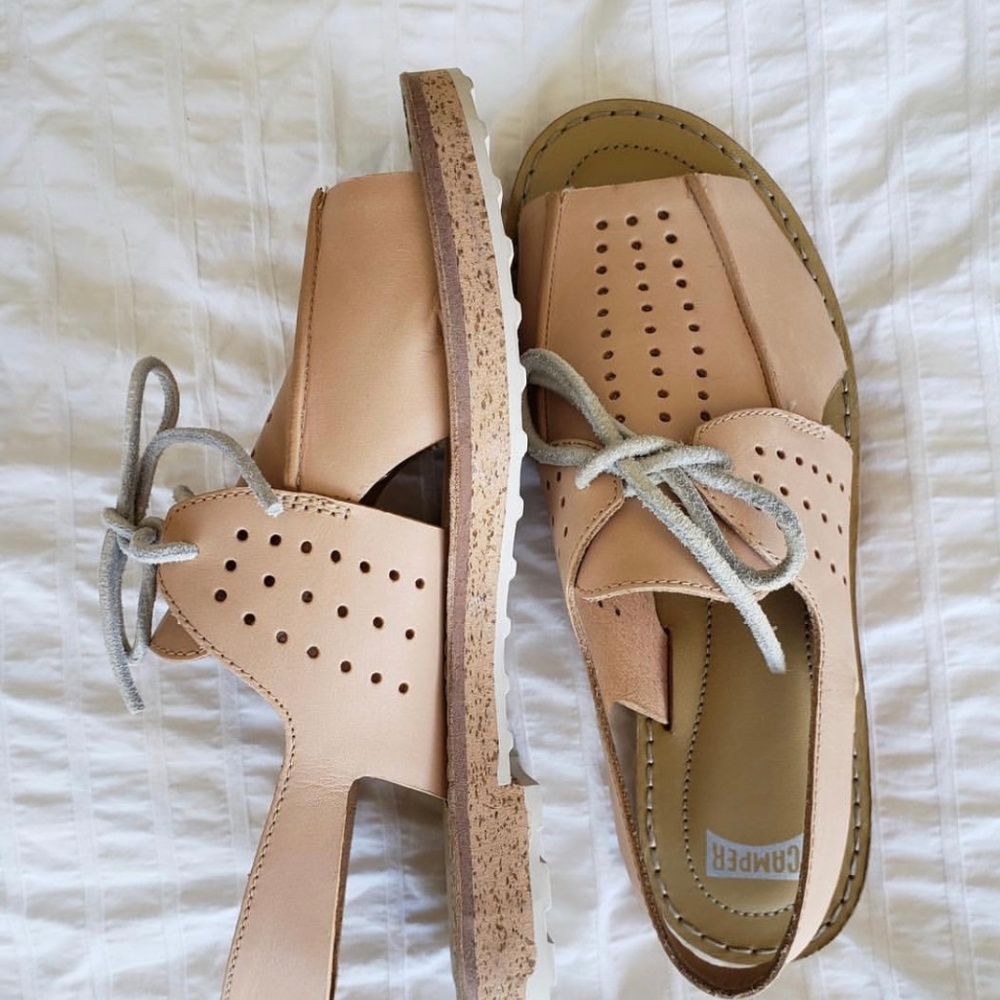 Camper Nude Leather Sandals